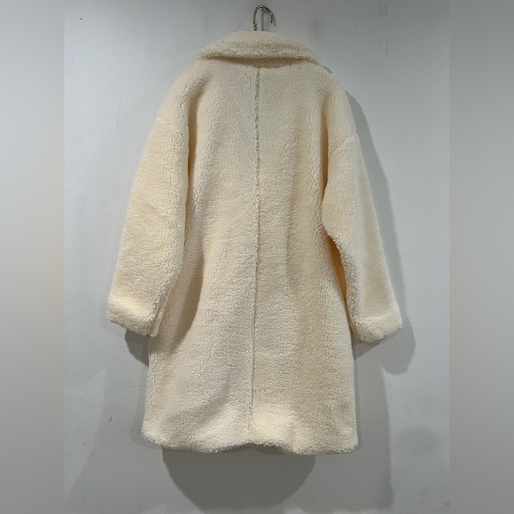 Forever 21 Casual Beige Teddy Coat with Pockets Sz L NWT - Picture 3 of 8